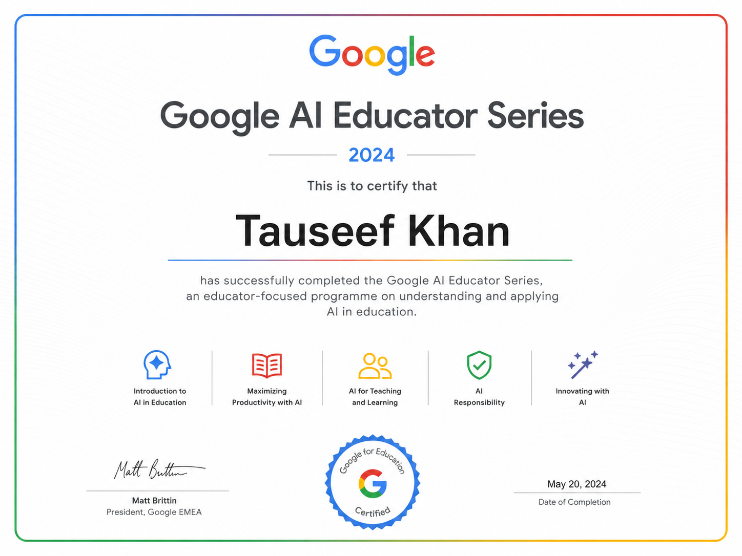 Google AI & Analytics Credential Certificate